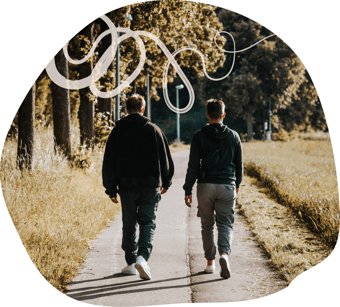 People walking together — the community format of the Fire Circle Walk