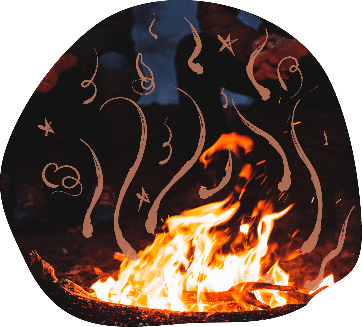 A campfire in open landscape — the gathering spirit of the Fire Circle Walk
